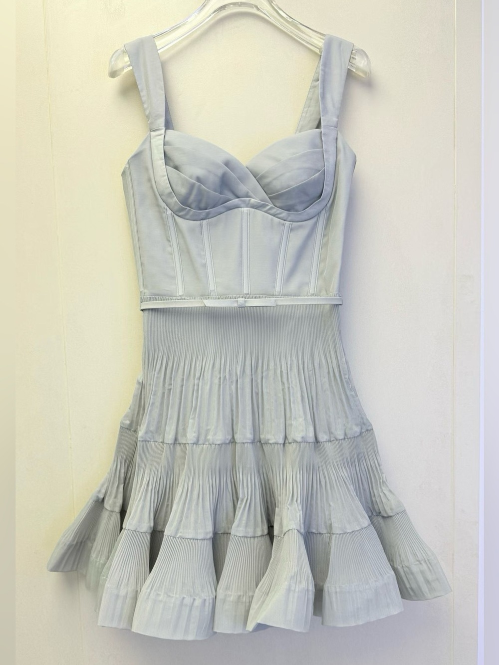 Zimmermann Pleated Draped Mini Dress in steel blue - Picture 9 of 11